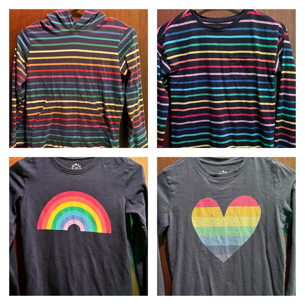 Primary Rainbow Long Sleeve Tees (lot of 4)